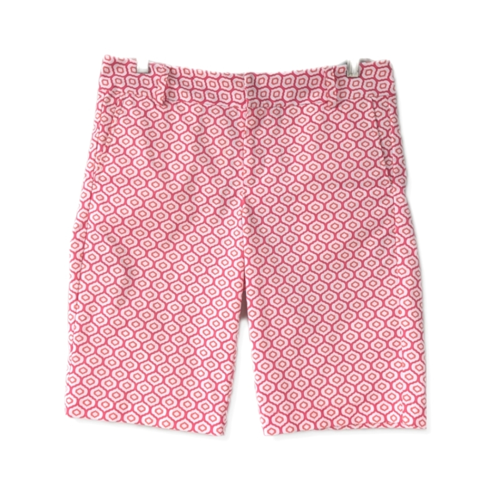 Fairway Fox Women's Pink Geometric Print Athletic Golf Bermuda Shorts